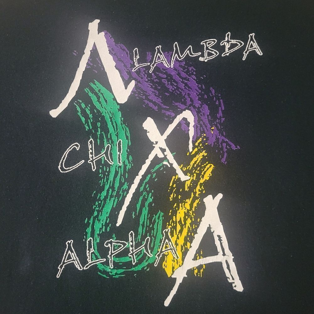 Gildan Men's Black Lambda Chi Alpha Crew Short Sleeve Graphic Front Tee - Picture 4 of 11